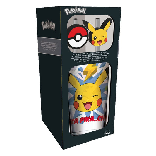 Pokémon - Glass Tumbler with Straws Pikachu (485ml)