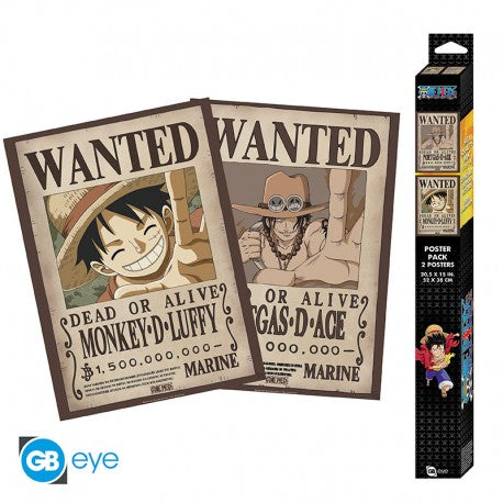 Posterset; One Piece Wanted - Luffy & Ace