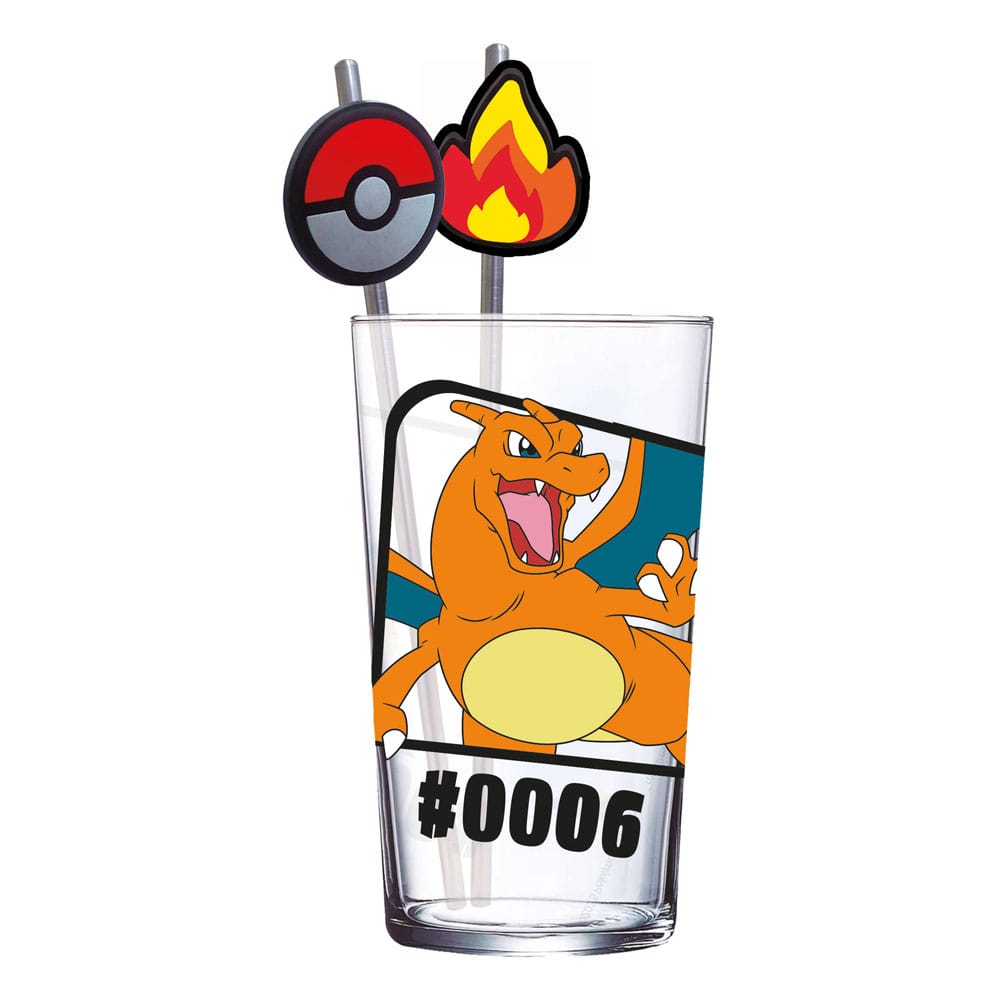 Pokémon - Glass Tumbler with Straws Charizard (480ml)